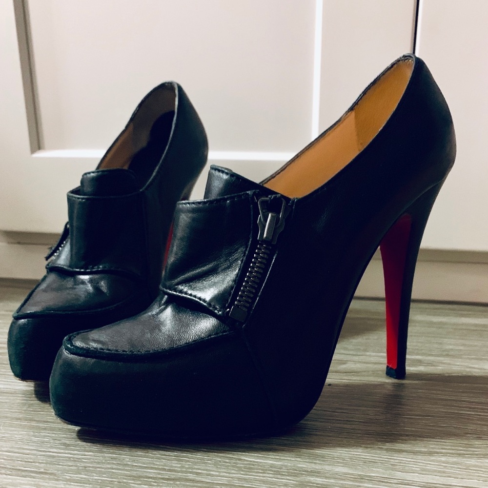 Christian Louboutin Black Leather Booties